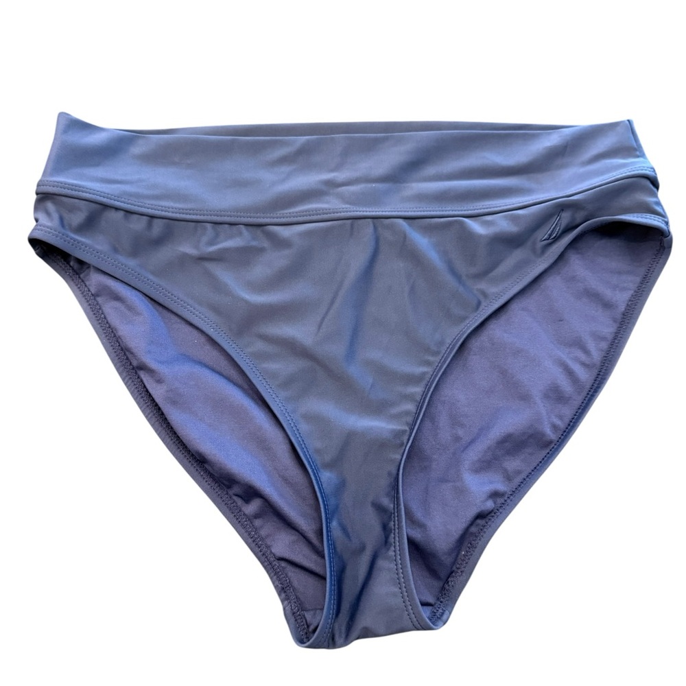 Nautica Women's Bikini Bottom Briefs Swim Navy Blue Size XL Logo Preppy Beach